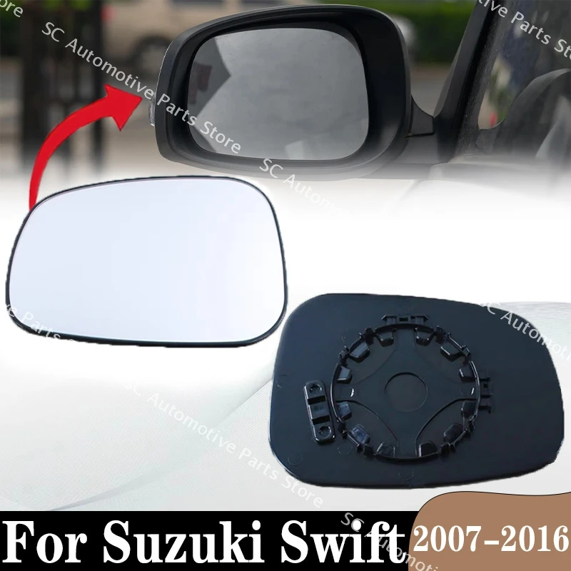 Dla Suzuki Swift 2007-2016 akcesoria samochodowe drzwi zewnętrzne lusterko wsteczne boczne lusterko samochodowe odblaskowe szklane soczewki bez ogrzewania lewe