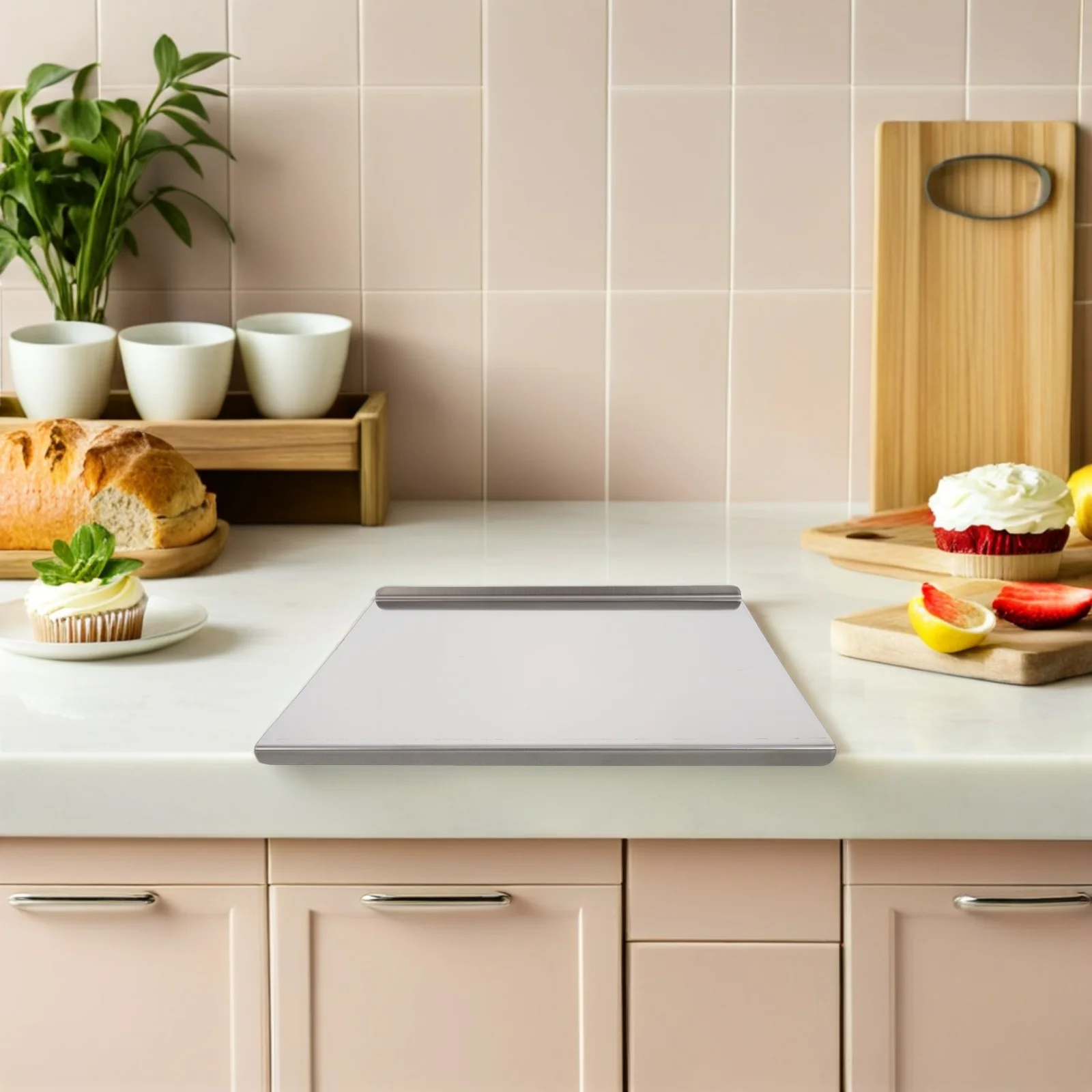 

Stainless Steel Chopping Board With Lip Non Slip Dishwasher Safe For Meat Noodle Dough Pastry Kitchen Countertop Prep