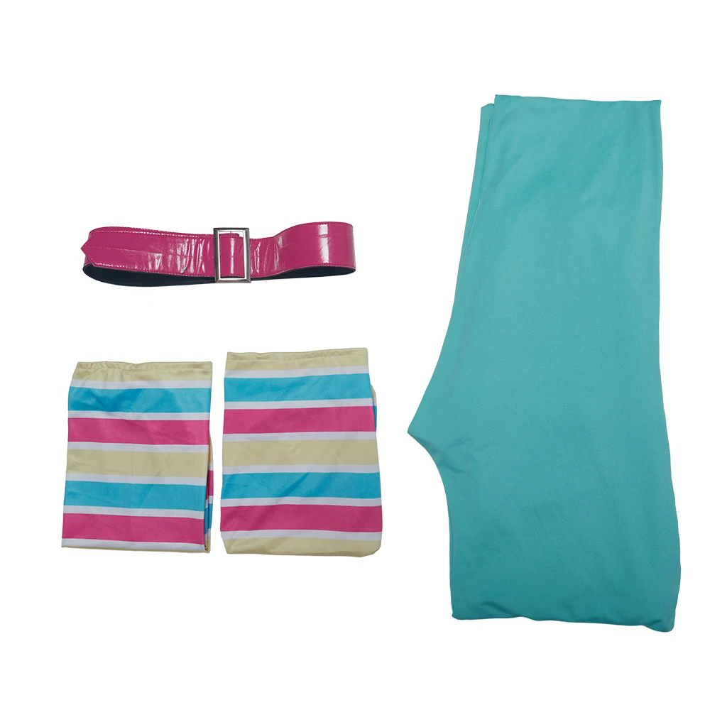 بدلة قفز نسائية زرقاء من فيلم دمية مارجوت روبي مع حزام لحفلات الهالوين كرنفال لعب الأدوار مجموعة كاملة