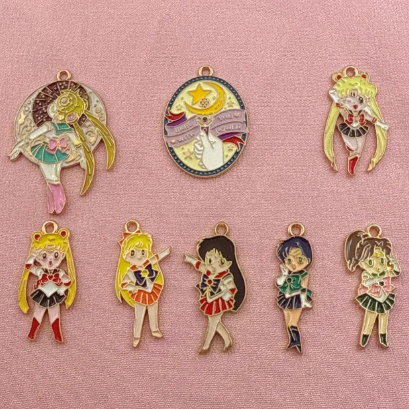 10 Stück Legierungs-Anhänger mit Tropföl-Cartoon-Motiv, DIY handgefertigter Schmuck, Armband, Halskette, Perlenanhänger, Zubehör