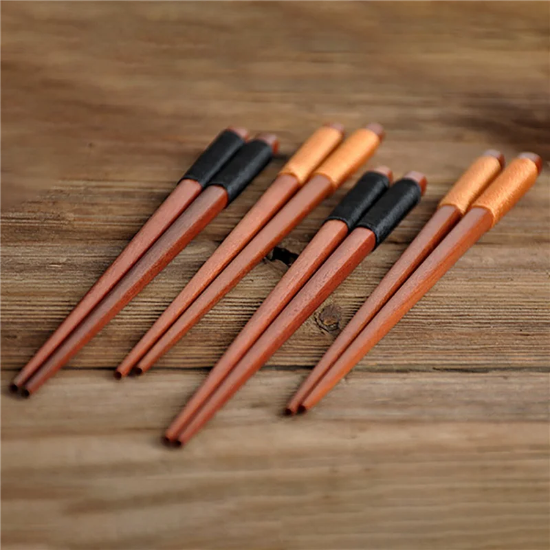 

18 Pairs Wood Chopsticks, Reusable Chinese Korean Japanese Chop Sticks Dishwasher Safe, Non-Slip-AT36