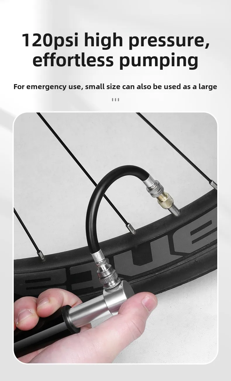 Fahrrad Aluminiumlegierung Minipumpe Tragbare amerikanische und französische Mund Universal Mountain Road Bike Basketball Handluftpumpe – Detail 5