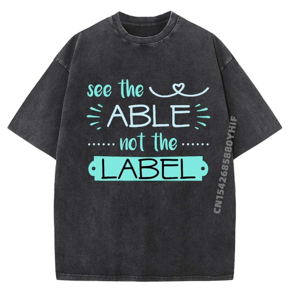 

See Able Not Label Heart Support Special Ed Awareness Sped Mens Clothing Plus Size Washed Camiseta Masculina