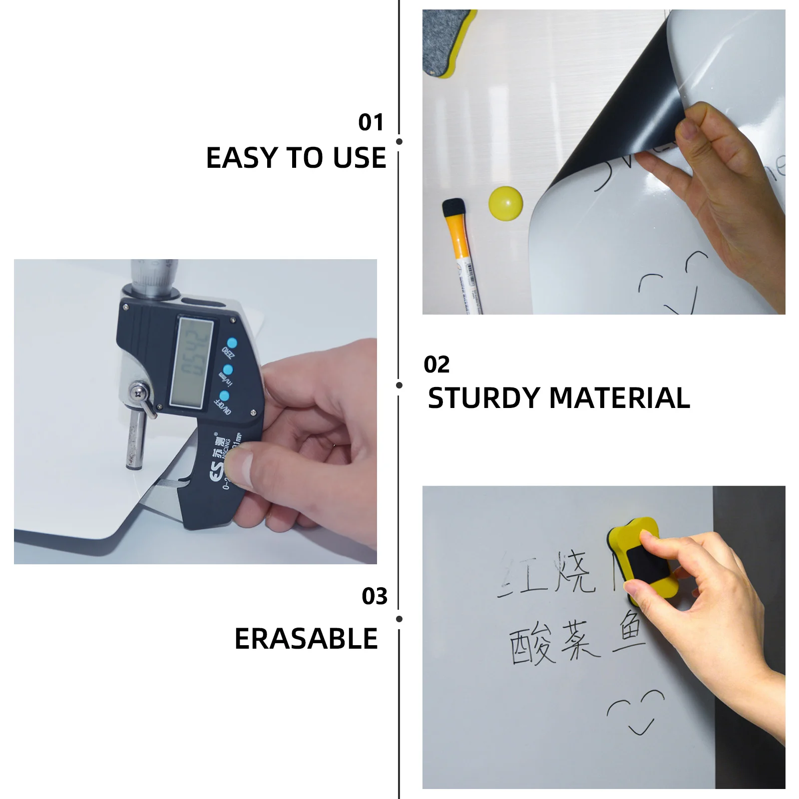 1 قطعة السبورة الكتابة المغناطيس الجاف محو ورقة قابلة لإعادة الاستخدام الذاتي عصا الأبيض المغناطيسي ملصق الثلاجة ملصقات المسح الجاف
