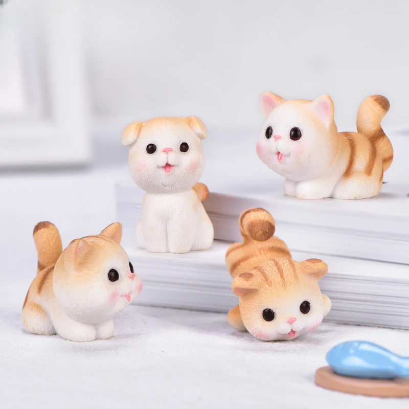 Mini Cute Chubby Cat Decorative Figures Mini Kitten Home Garden Decor Kawaii Figurine Miniature Home Decoration Accessories