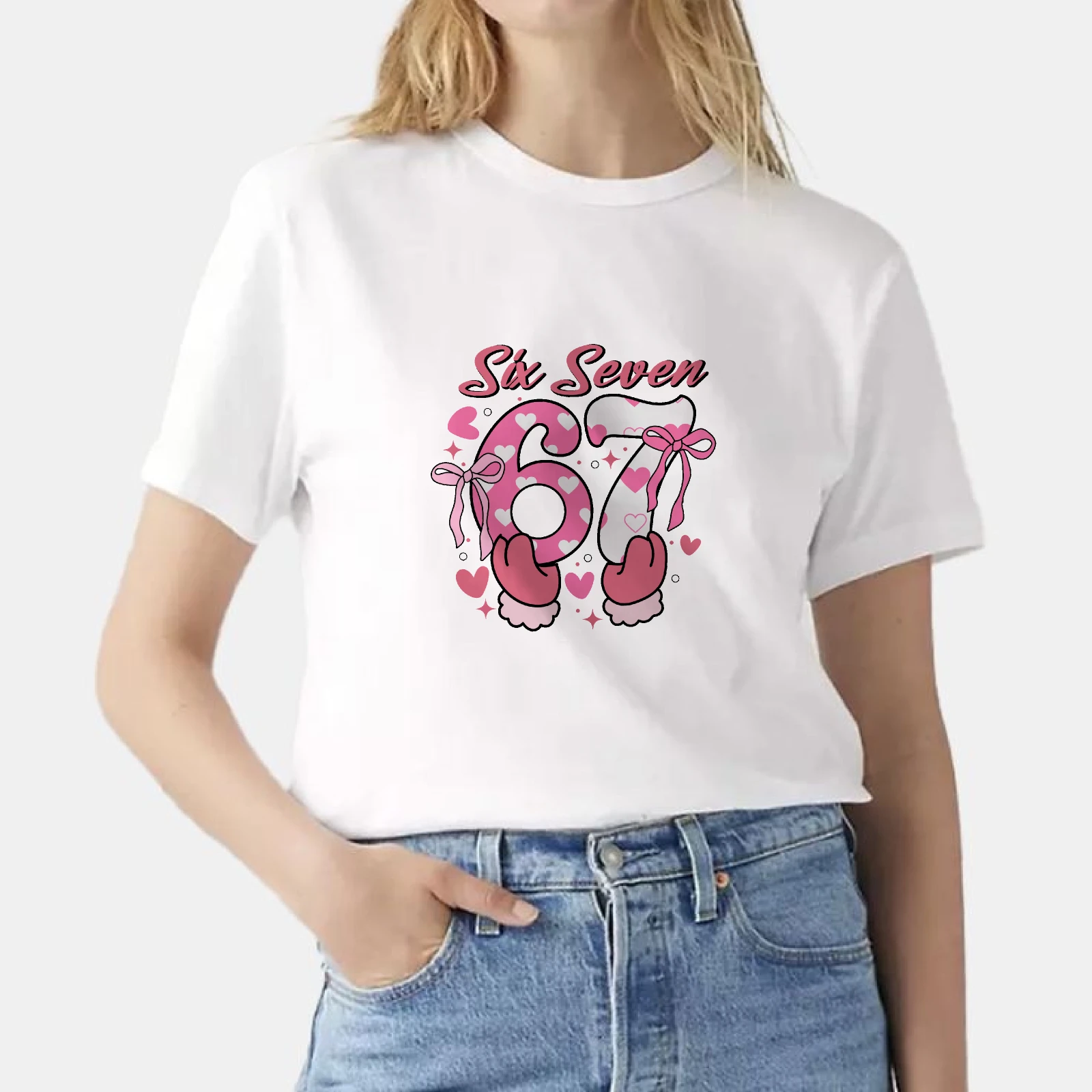 1pc Blouses T-shirt POP Culture 67 Design Imprimé 100% Coton Chemise Unisexe Cadeau Personnalisé pour Ami Famille Vêtement Quotidien