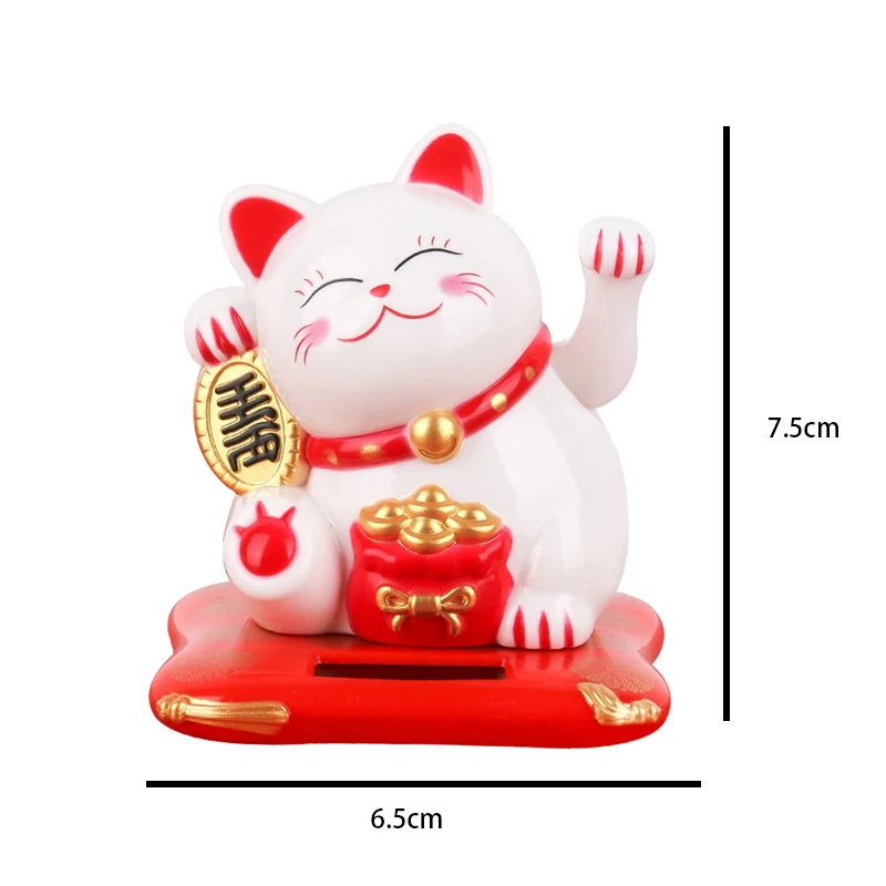 Maneki Neko alimentada por energía Solar, brazo agitador, Gato de La Fortuna, gato de la suerte para la decoración del hogar, la Oficina y el coche