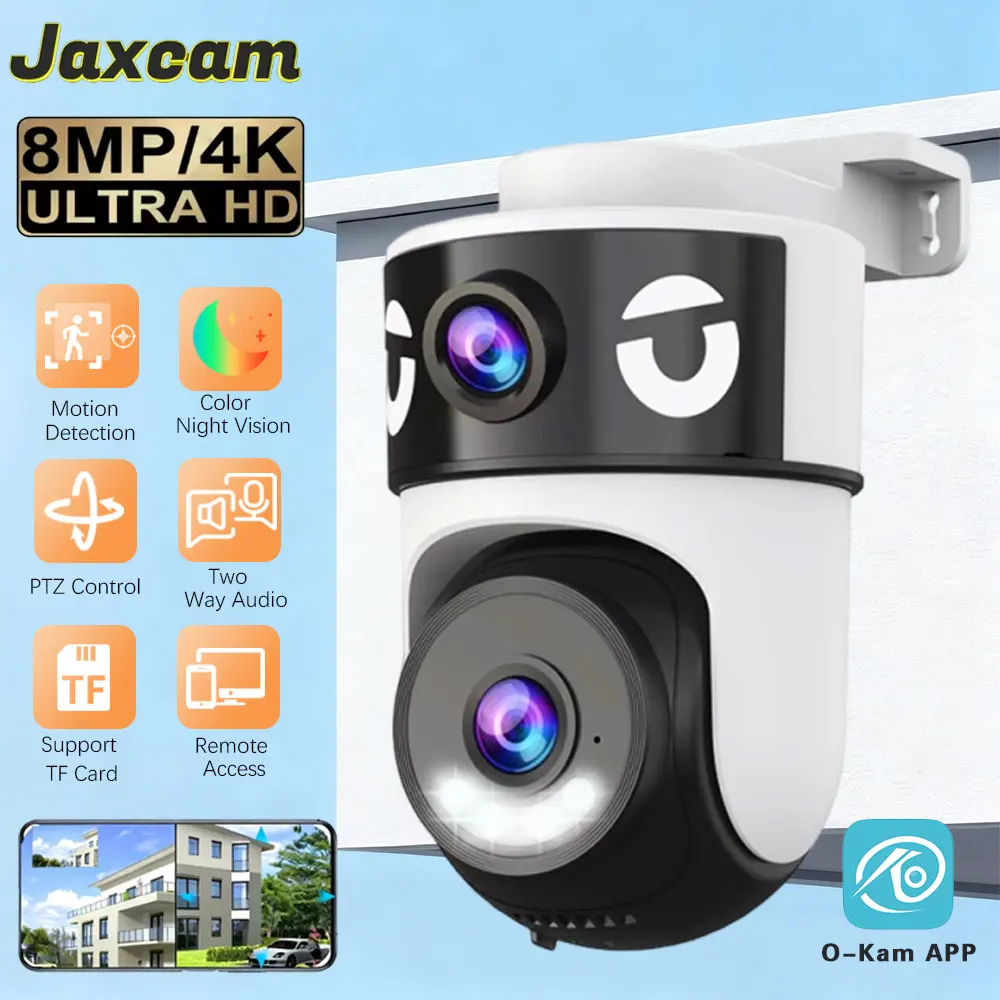

OKAM PRO 5G WIFI Camera HD 8MP Dual Lens PTZ Outdoor Security Camera Ai Human Detection Tracking Color Night Vision IP CCTV