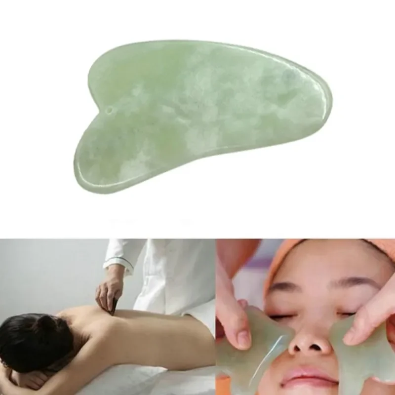 2 in 1 Natural Facial Massager Double Head Facial Roller for Face Care and Gua Sha Massage Tool Anti-aging Natural Jade Set