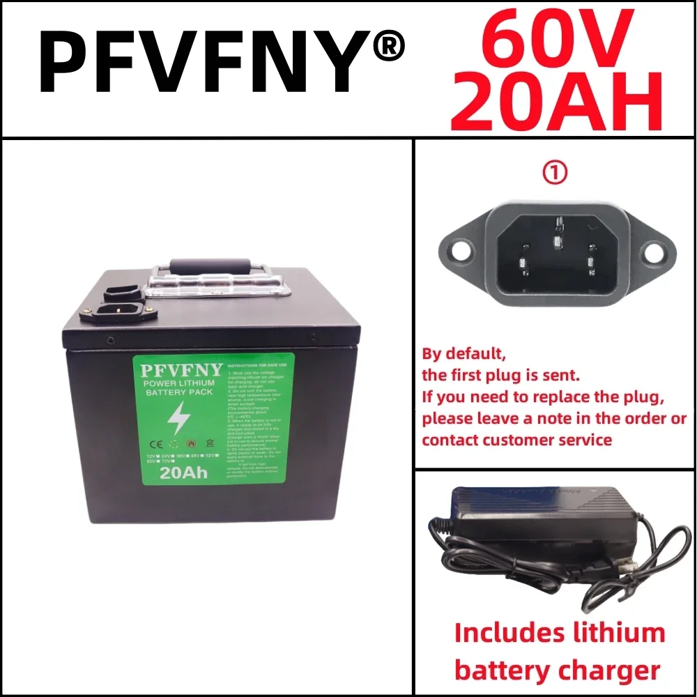 Transporte rápido al aire nueva batería de litio 18650 de potencia de capacidad completa 60V 20ah-50ah paquete de batería de litio adecuado para 250-3000W