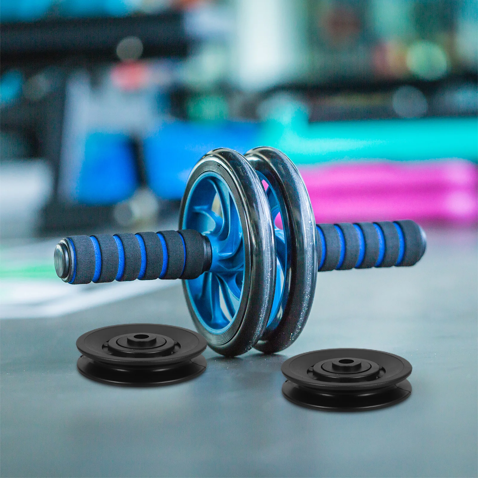 

4Pcs Universal Gym Pulley Wheels Abrasion Resistant Durable Nylon Lightweight Wearproof Accessory 90mm Black for Gym Equipment