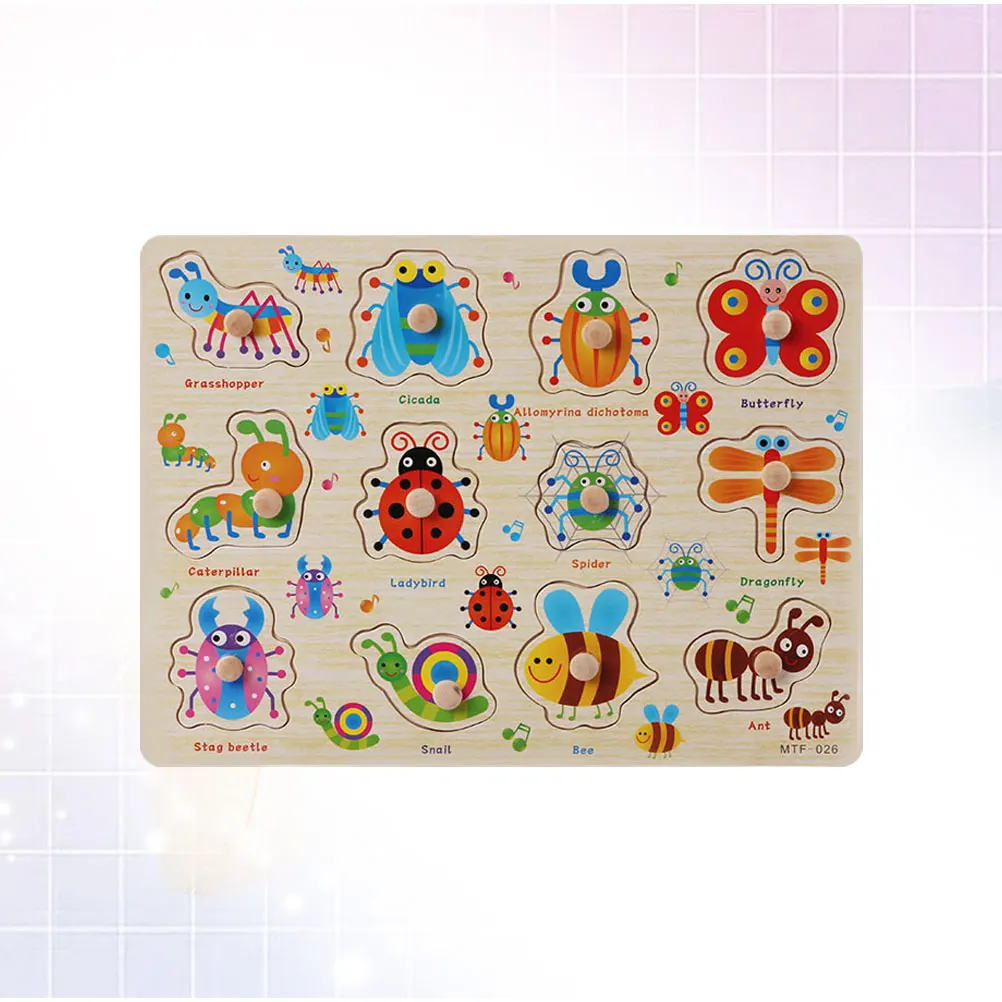 유아를위한 밝은 색상의 나무 곤충 퍼즐 어린이 교육용 아기 나무 3D 지그 소 퍼즐 학습 게임 손 눈 향상