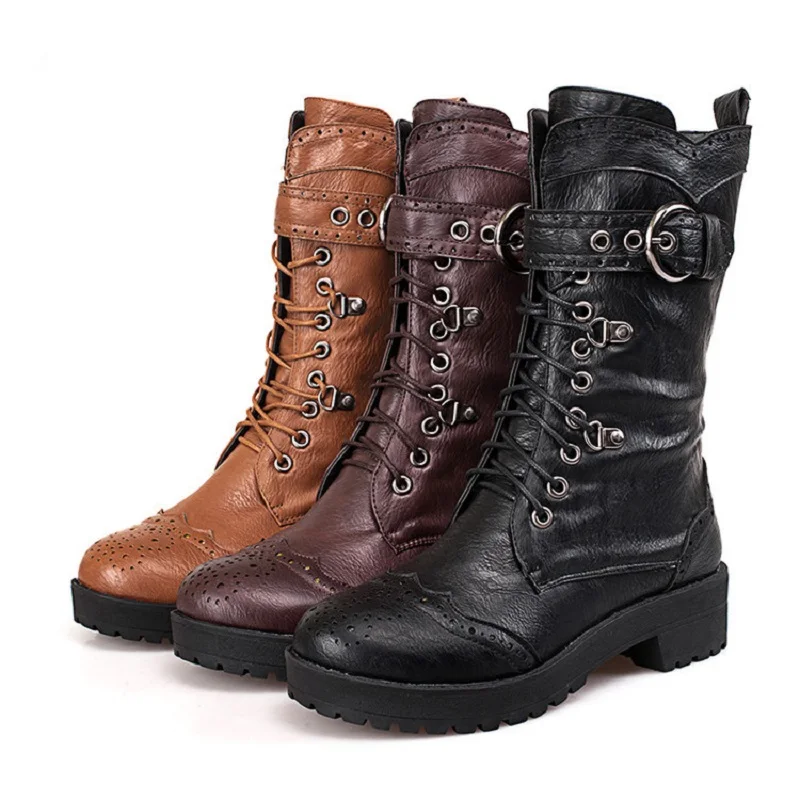 Handsome Women's Boots British Trend Thick Bottom Belt Buckle Short Plush Lining Warm Boots Woman Autumn Winter Shoes