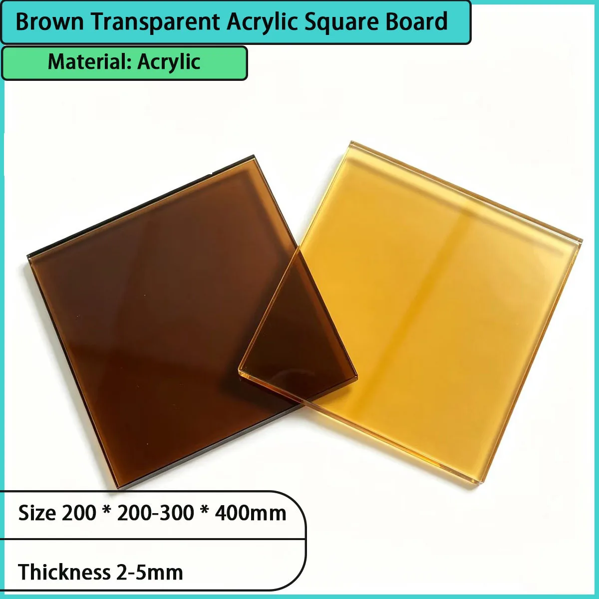 2-5mm thick brown transparent acrylic square board is used for decorative partitions, window displays, lighting panels,etc