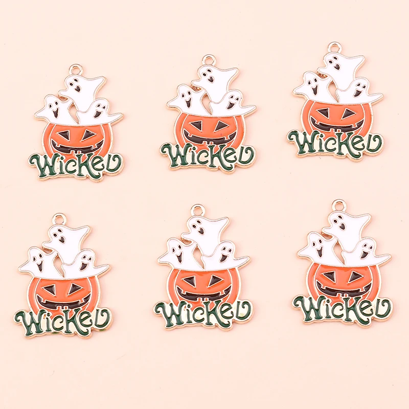 10 teile/los Mix Emaille Halloween Geist Kürbis Fledermaus Charms Anhänger für Schmuck Machen Frauen Mode Ohrringe Halsketten Handwerk Geschenk – Detail 27