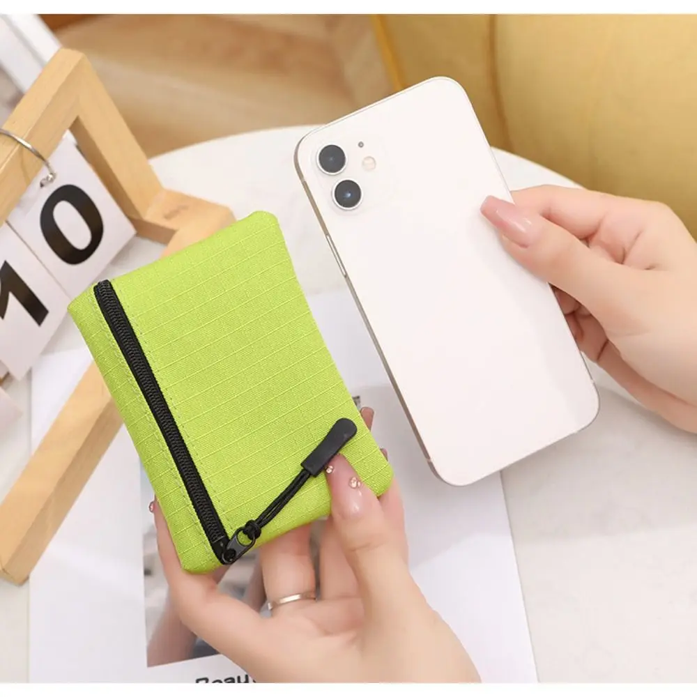 Unisex Solid Color Mini Coin Purse Zipper Canvas Coin Key Bag Kid Storage Pouch Small Wallet Women Men