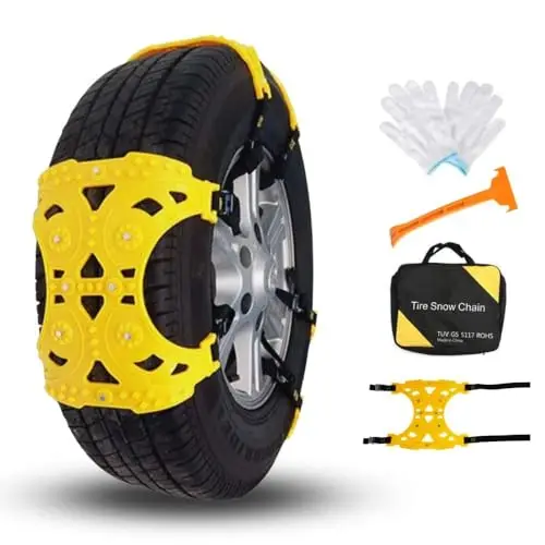 

6-Piece Universal Yellow Traction Snow Chains For Car SUV Pickup All-Season Emergency Anti-Slip Tire Security Kit