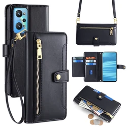 Etui na telefon Crossbody Realme GT5 GT3 GT2 GT Neo 5 3 2 2T SE A1 Pro A95 A94 A93 portfel na zamek długie i krótka w paski