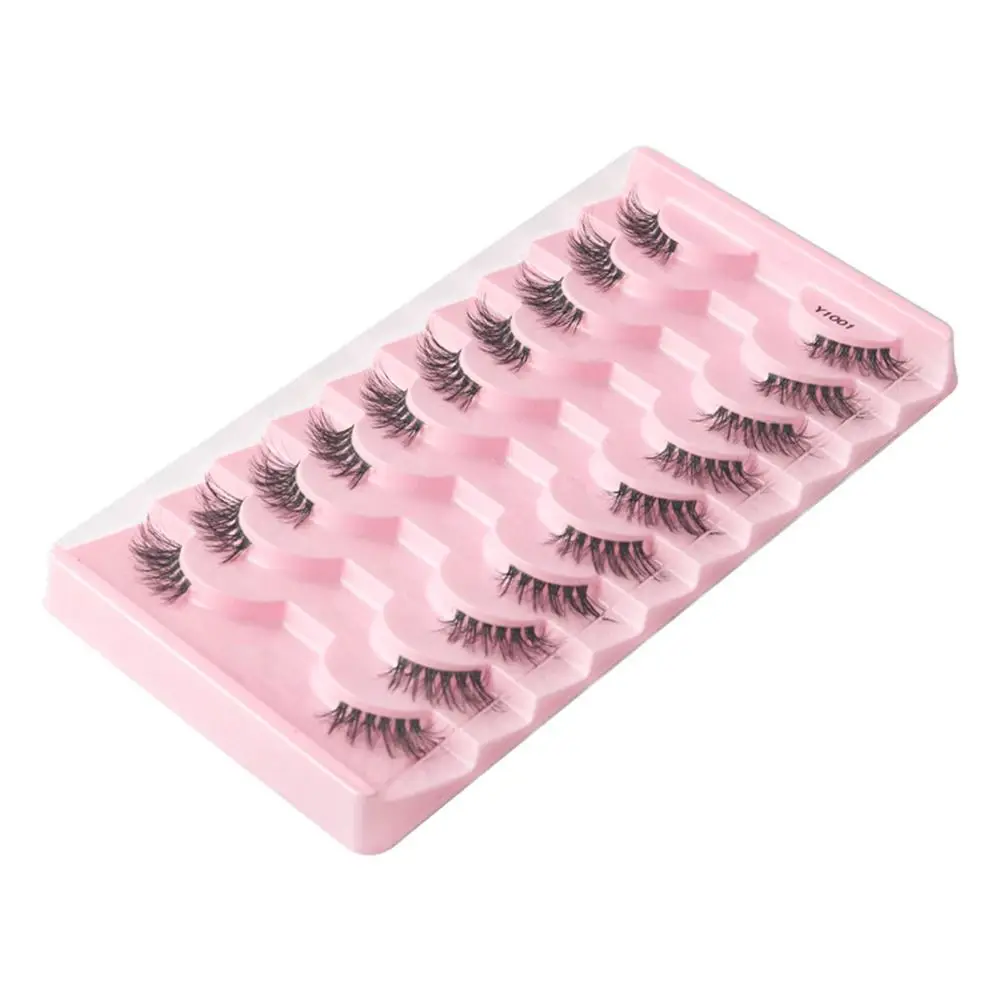 Mezze ciglia 3D Ciglia finte visone Ciglia angolari accento Occhio di gatto con fascia trasparente Ciglia finte Mezze ciglia