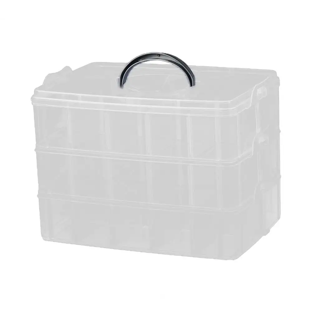 Sundries Organizer  3 Layers   Storage Box Clear Plastic Storage Box with 30 Adjustable Compartments