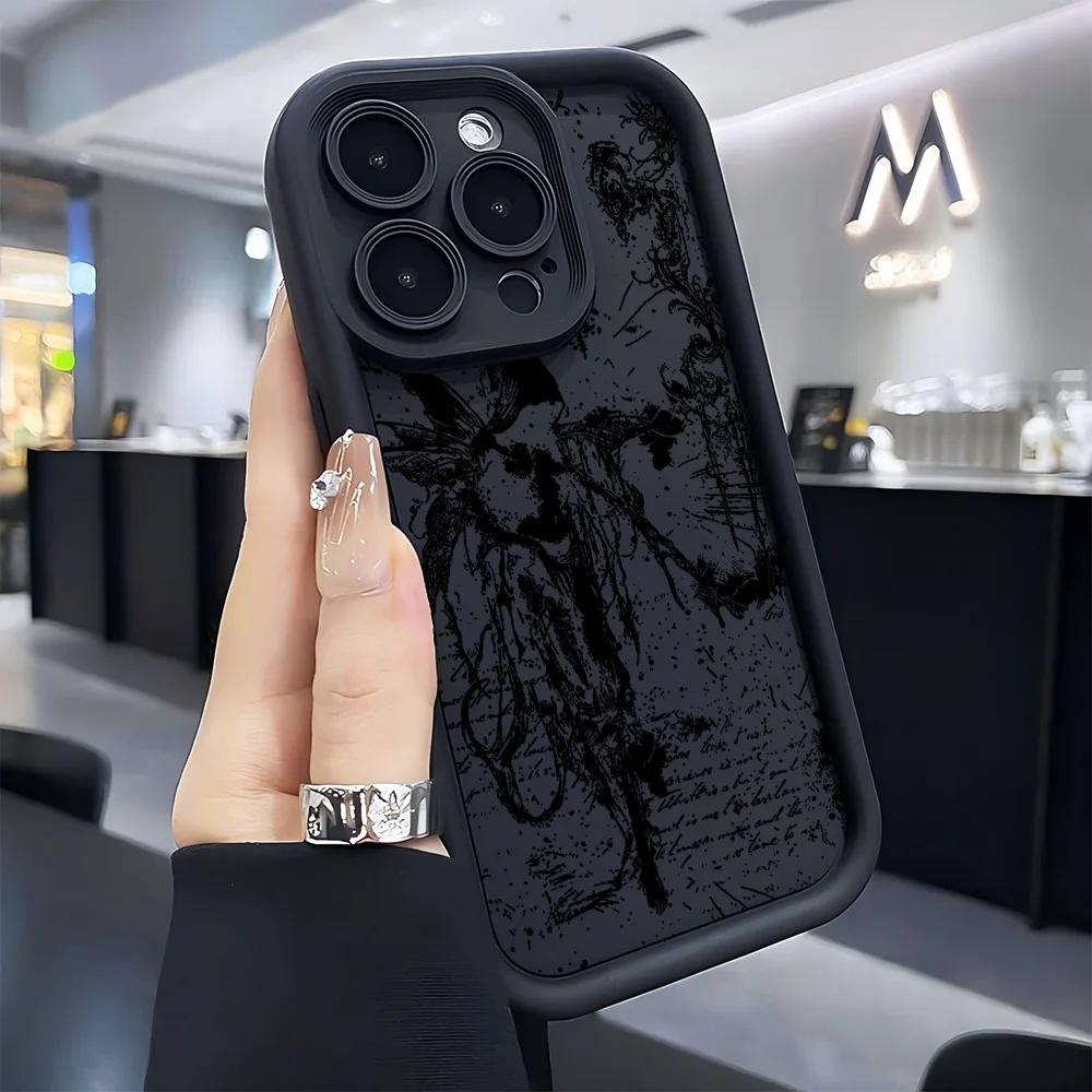 Luxury Dark Gothic Cross Mark Phone Case for iPhone 17 16e 16 15 14 13 12 11 Air Pro Max Mini XR XS X 7 8 6 6s Plus Soft TPU