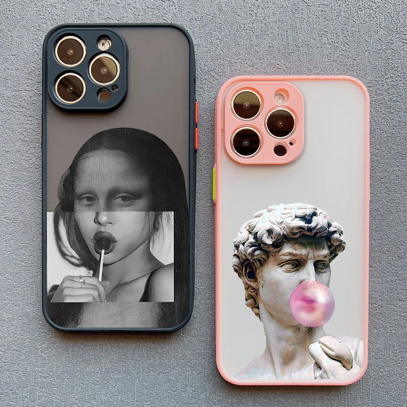 Art Aesthetic David Mona Lisa Phone Case For iPhone 17 16 X XR 15 14 Plus 13 12 11 Pro Max Mini 15 14 Pro Max Shockproof Covers