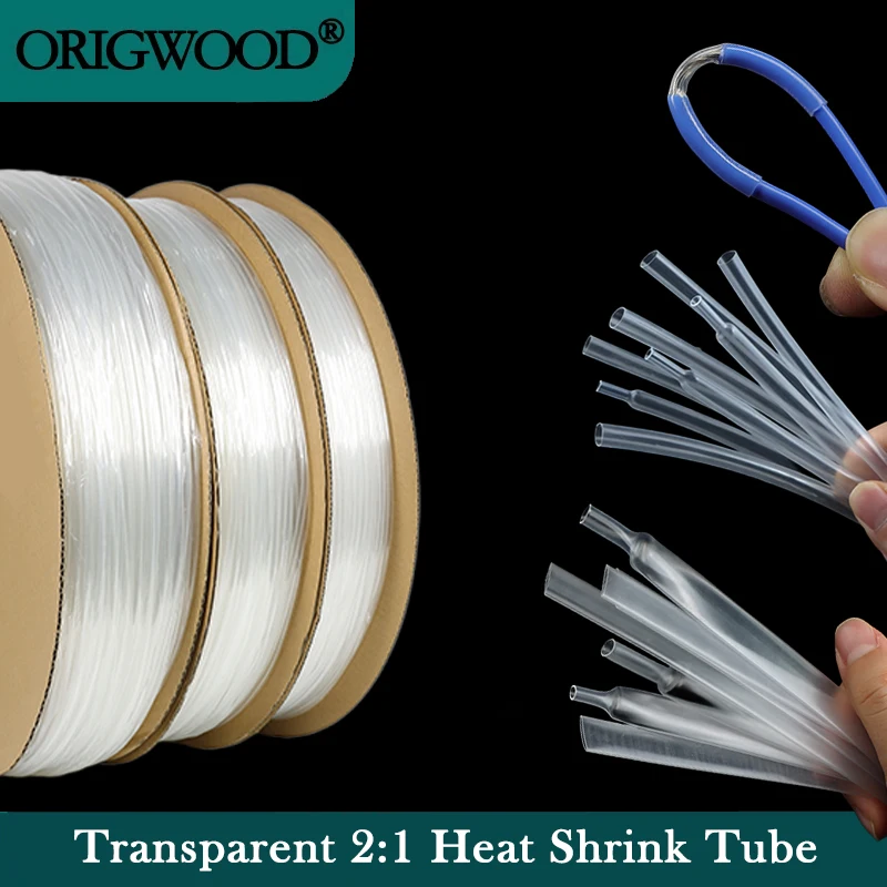 2:1 Transparent Heat Shrink Tube 1-5m Polyolefin Heat Shrink Sleeve 1-150mm Cable Insulation Wire Protector for Electrical