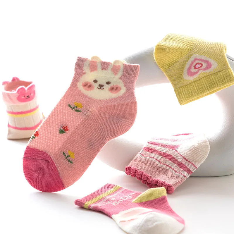 Chaussettes d\'été en coton pour enfants de 1 à 12 ans, 5 paires/lot, motif dessin animé, nouvelle collection printemps 2023