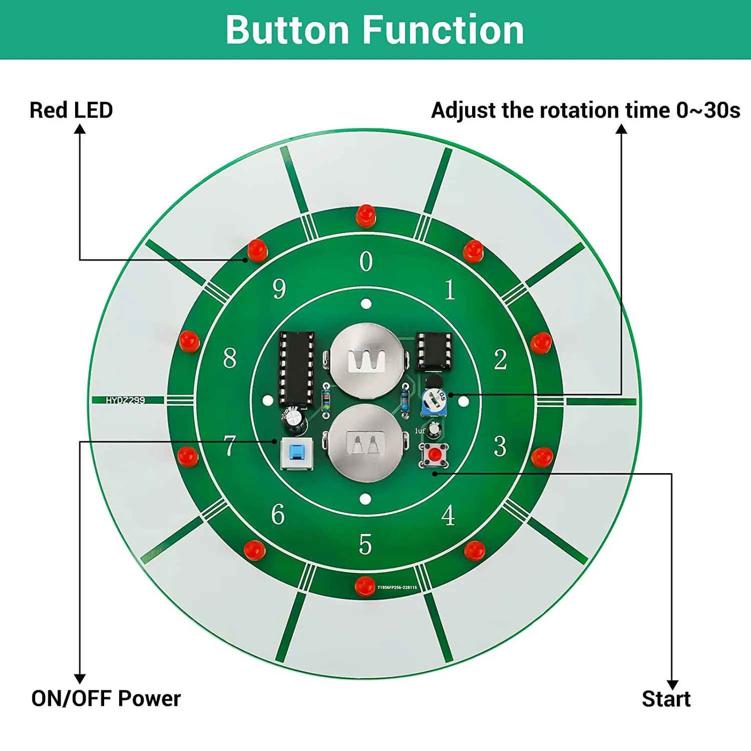 DIY Electronics Kit LED Light Lucky Wheel Soldering Practice Adjustable Speed Prize Wheel Spinner DIY Welding Training Party Toy