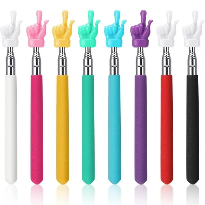 قابل للسحب مؤشر المعلم تصميم الاصبع الفولاذ المقاوم للصدأ تلسكوبي مؤشر التدريس عصا للمعلم مكتب القرطاسية المدرسية