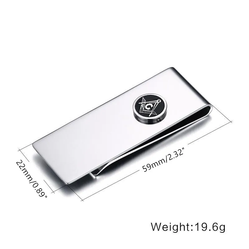 Money Clip Titanium Steel Masonic Mason Freemason Money Clip Credit Card Holder Pin Gift Fashion Jewelry