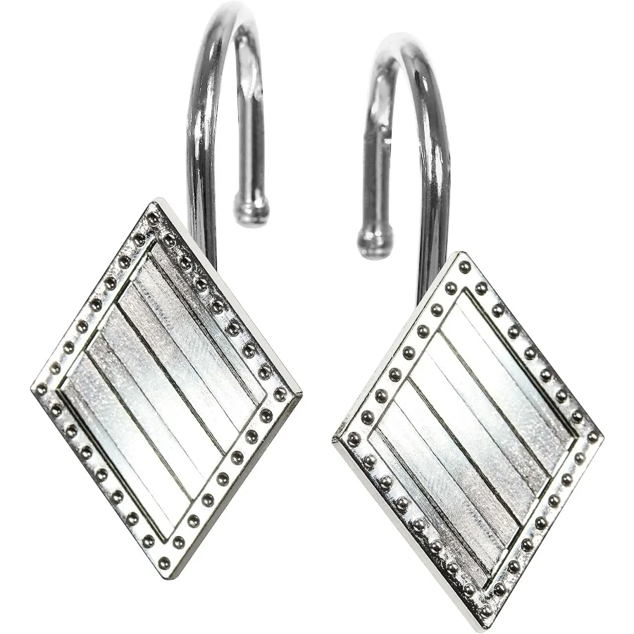 

Кольца с крючками для занавесок для душа с геометрическим рисунком: RF-стойкие металлические декоративные кольца для занавесок для душа с бриллиантами, современные элегантные серебряные кольца