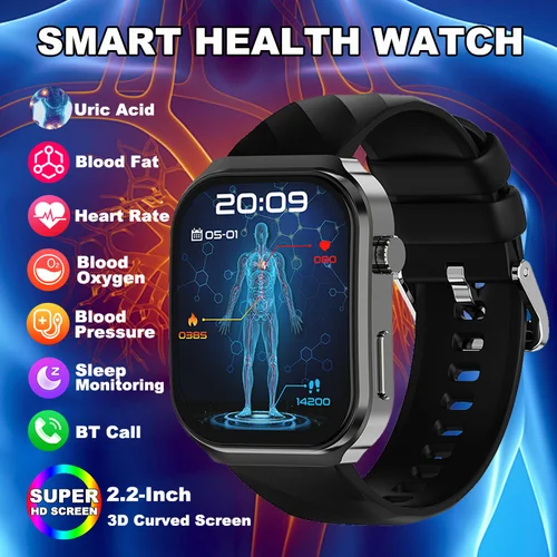 LIGE 2025 nuevo AI diagnóstico saludable reloj inteligente lípidos en sangre ácido úrico Bluetooth llamada presión arterial salud Smartwatch hombres mujeres