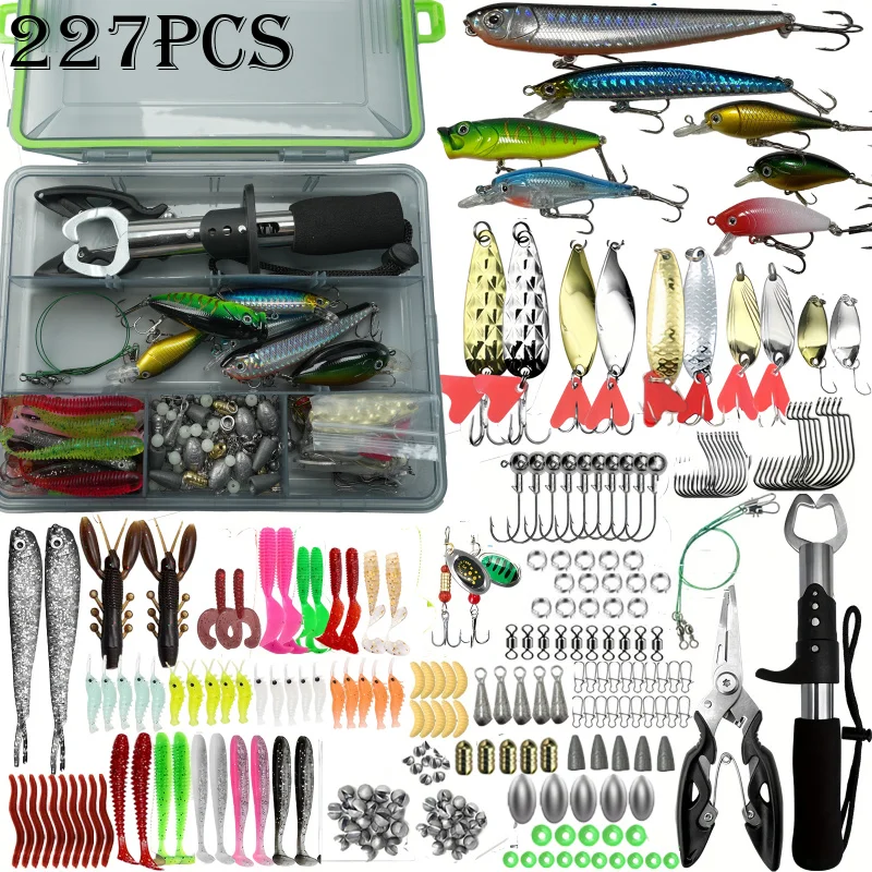 83/106/133/227/409pcs Fishing Lure Kit For Trout/Pike/Bass Multi-Lure Fishing Set Layered Tackle Pro Gear Tackle Box