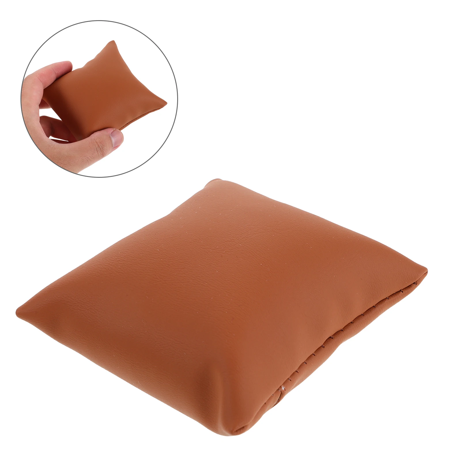 

10pcs Jewelry Display Cushions Brown Pu Watch Bracelet Pillows 3.54X3.14Inch Soft Bangle Holder For Jewelry Stores Watch