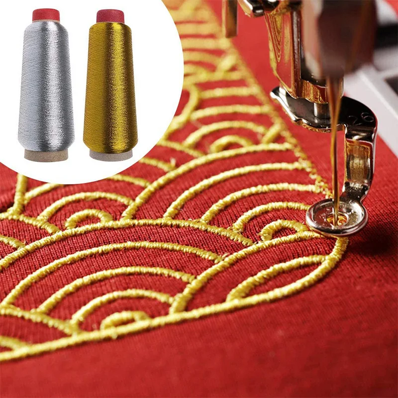 3200M/Roll Embroidery Thread Sewing Machine Thread Metallic Cross-Stitch Thread Line Textile Metallic Yarn For Computerized