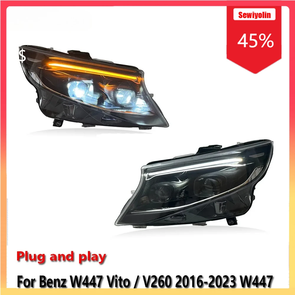 

Автомобильные лампы в сборе для Benz Vito/V260 W447 V-Class 2016-2023Fog DRL, стоп-сигнал, указатель поворота, лампа Plug and Play