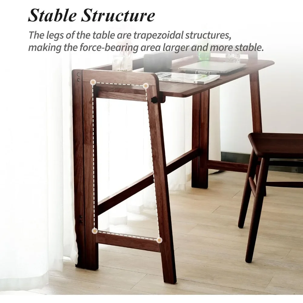 47.2x27.6x13.6 Inches Computer Desk for Small Spaces, Oak Study Table, Mid Century Modern Solid Wood Writing