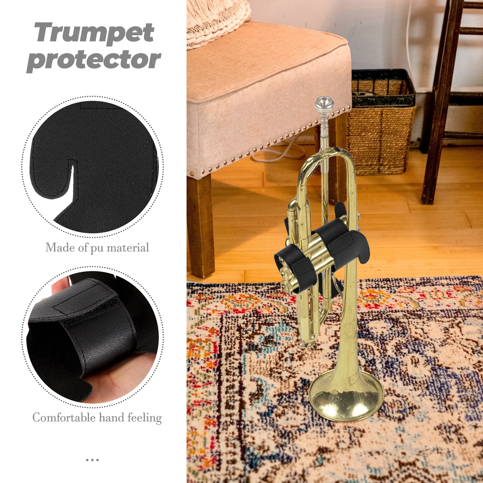 

Music Small Hand Guard Pad Horn Cover Jacket Instrument Trumpet Sleeve Black Musical Wrap