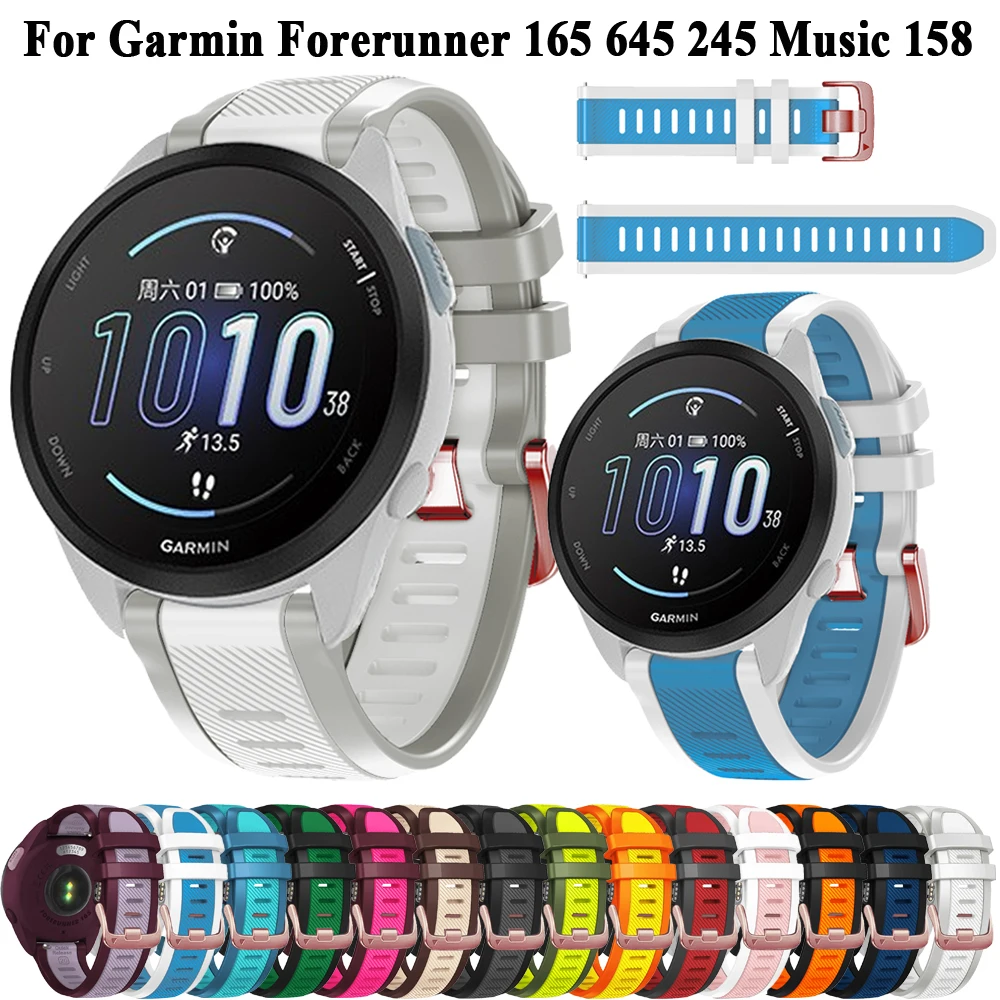 สายนาฬิกา20มม. สำหรับ Garmin Forerunner 165ดนตรีซิลิโคนสำหรับ Forerunner 245 645 158 /vivoactive 3T 5