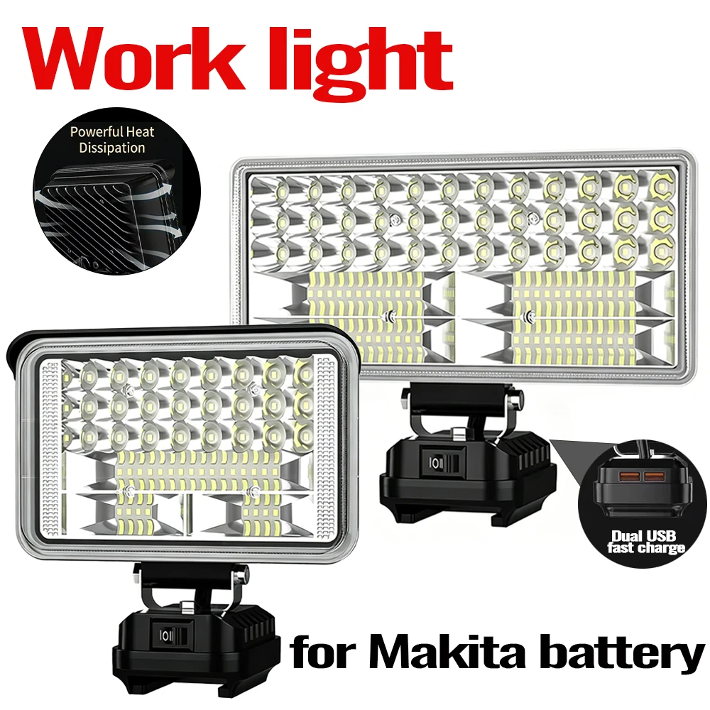 3/4/5/8 Inch LED Work Light For Makita MAX 20V Lithium Battery Portable Flashlight Wireless Light With USB Port Outdoor lantern