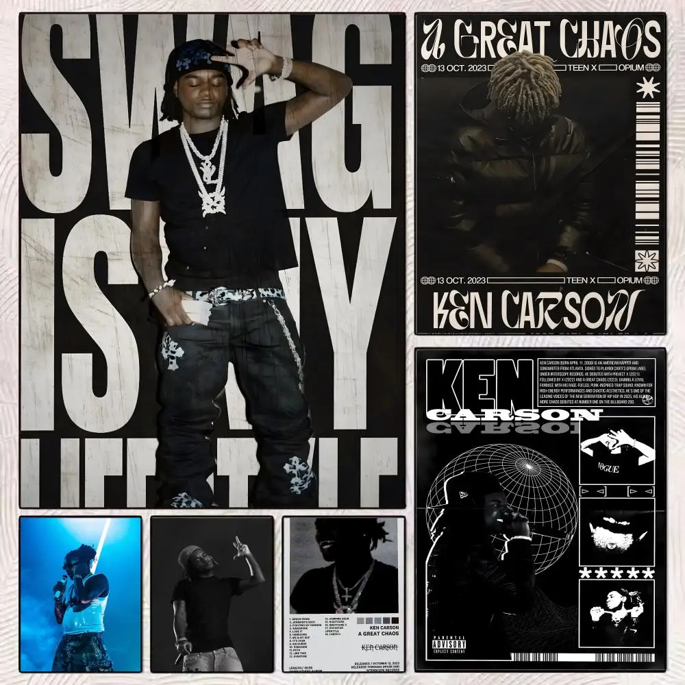 

Rage Rapper Singer K-Ken-Carson Poster HD Art Mural Wallart Waterproof Vintage Print Decor for Home Decoration DIY Durable