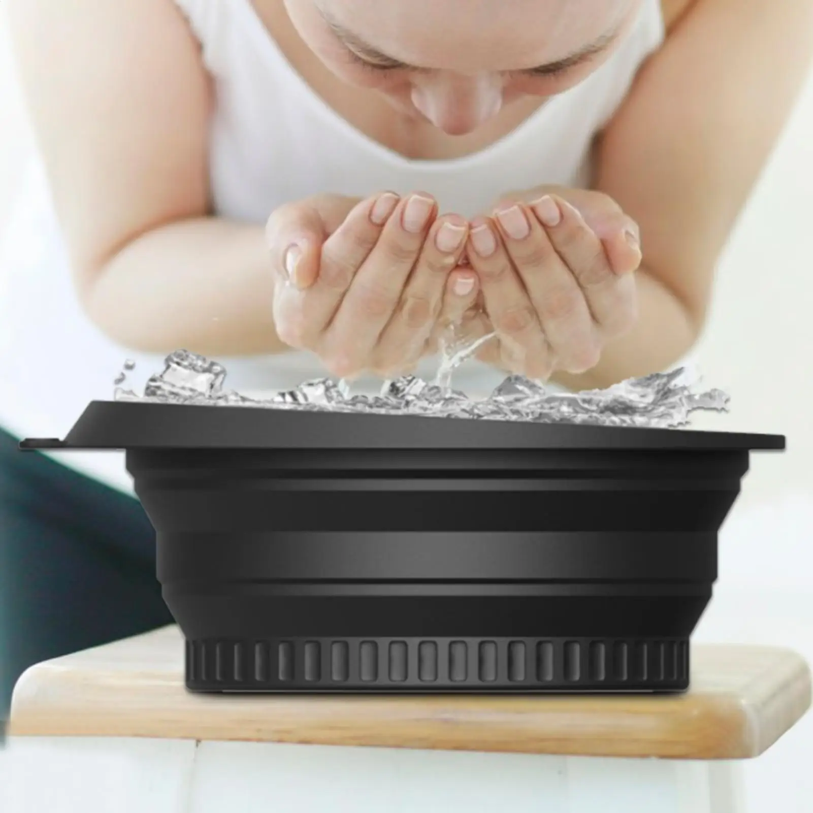 Face Ice Bath Bowl Silicone Foldable Cooling Washing Face Basin With Build In Cube Tray For Facial Roller Skin Care Spa Icebath