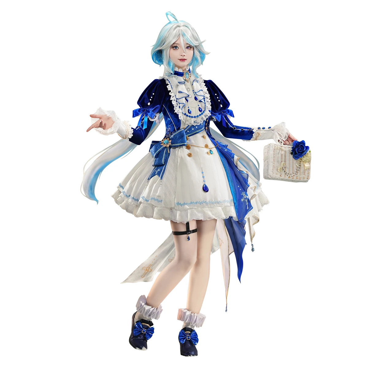 2025 in stock Genshin Impact Furina Cosplay Costume, Halloween, Christmas, Role Playing  Comic Game, Anim S-XL, New lolita blue