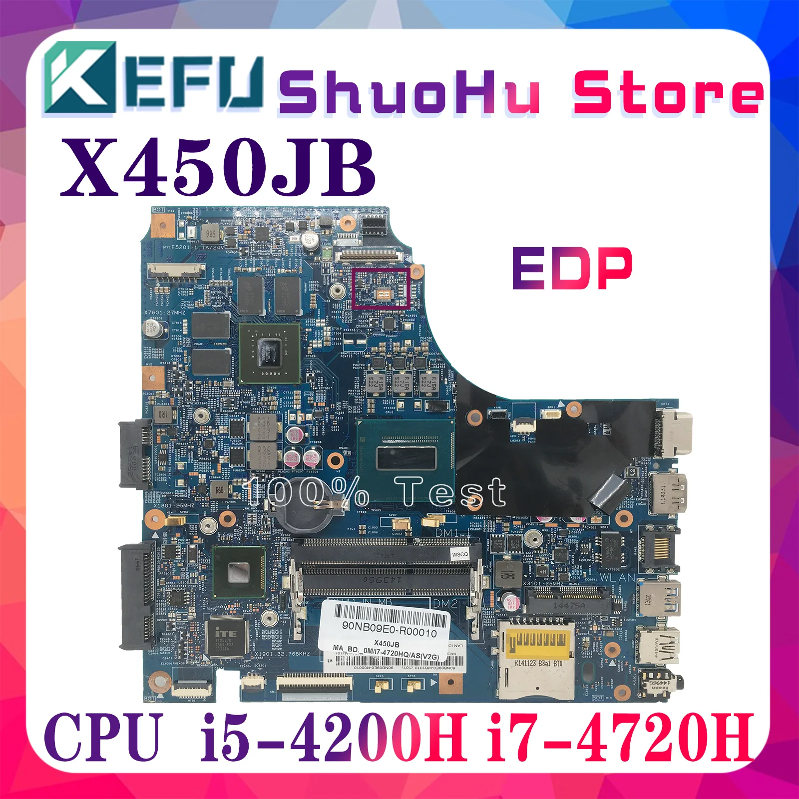 

KEFU SV41J MB 12279-2 13320-1 Laptop Motherboard For ASUS X450JF A450JF K450JF F450JF Mainboard I7-4700HQ i5-4200H EDP or LVDS