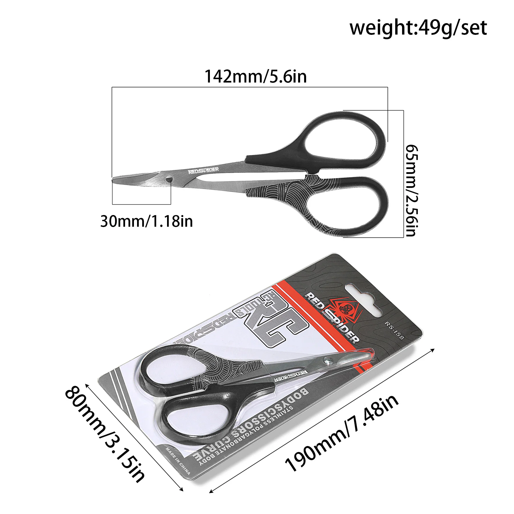 RED SPIDER RC Car Shell Scissors Curved Blade Scissors for Model Car Body Cutting Trimming Accessory Tool for RC Model Body