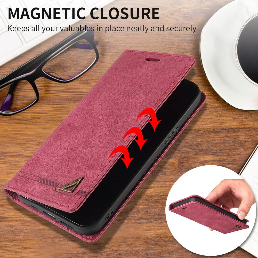 For OPPO A58 A78 A54 A74 A95 Wallet RFID Blocking Magnetic Flip Leather Case For OPPO Reno 10 Pro 5g Cover