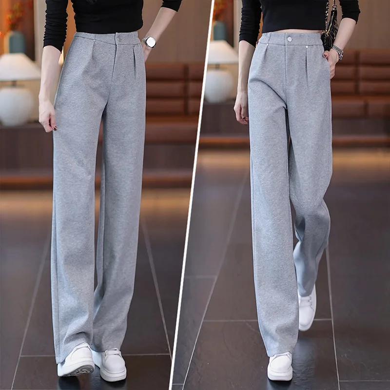 

Женские повседневные спортивные брюки, весна-осень, новые тонкие свободные узкие брюки с высокой талией, прямые широкие брюки-бананы