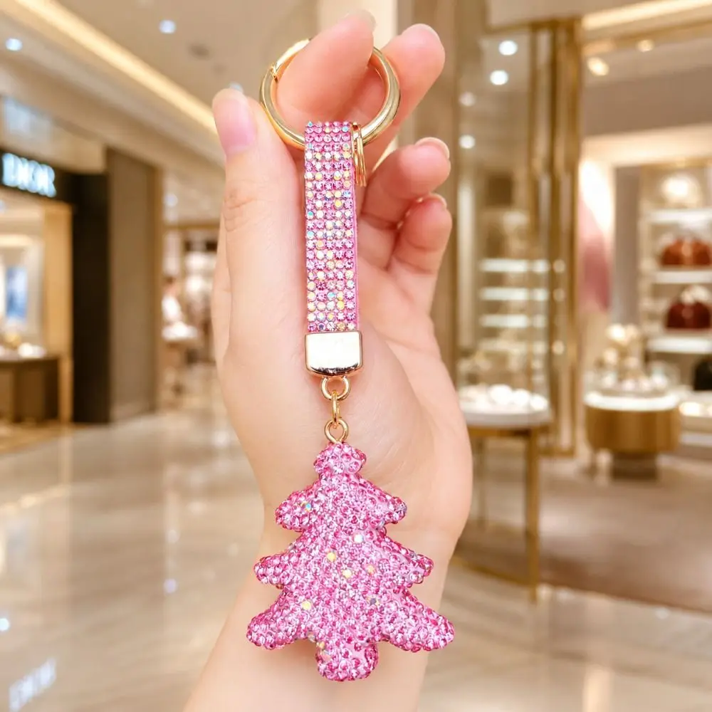 Elk Rhinestone Christmas Keychain Christmas Tree Crutch Santa Claus Keychain Blingbling Decoration Metal Xmas Pendant Christmas