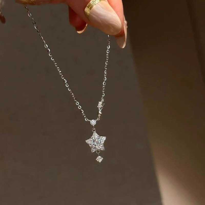 Rrjzz 6,5 mm 1,0 ct runde D-Farbe Moissanit-Anhänger-Halskette für Damen, luxuriöser, funkelnder, verträumter Stern-Sonnen-Glanz-Halskettenschmuck – Detail 18